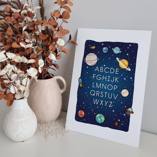 alphabet print - solar system