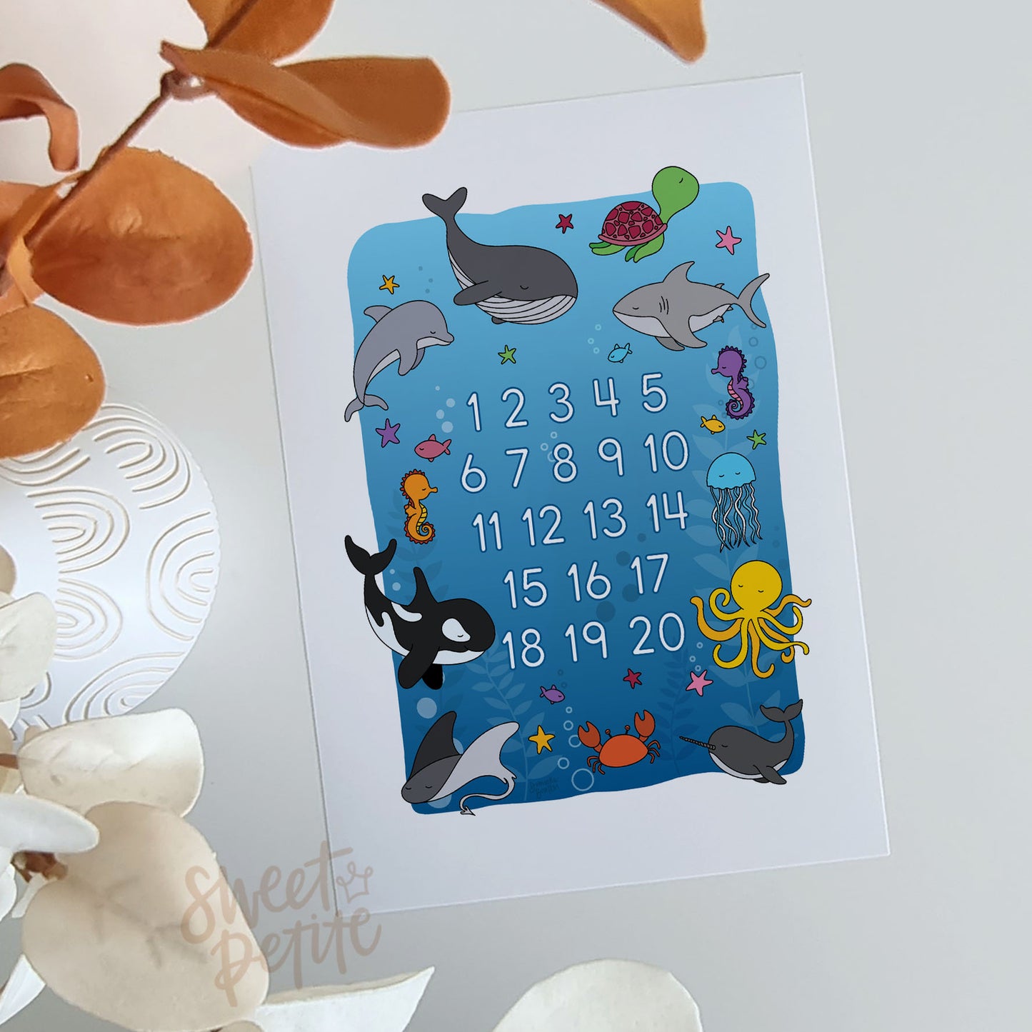 number print - under the sea