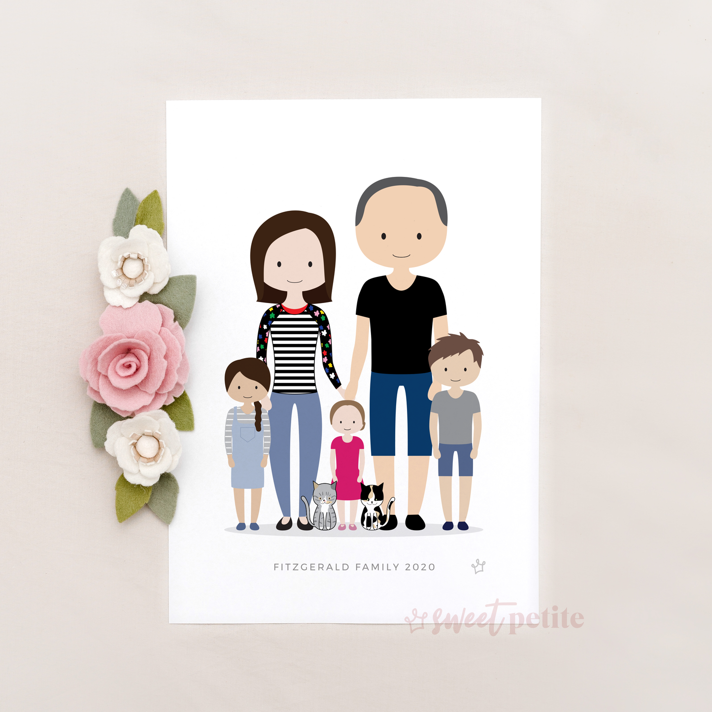 Sweet Petite | Bespoke Portrait Print | Personalised Family Art, Personalised Portrait, Personalised Print, Custom Family Artwork