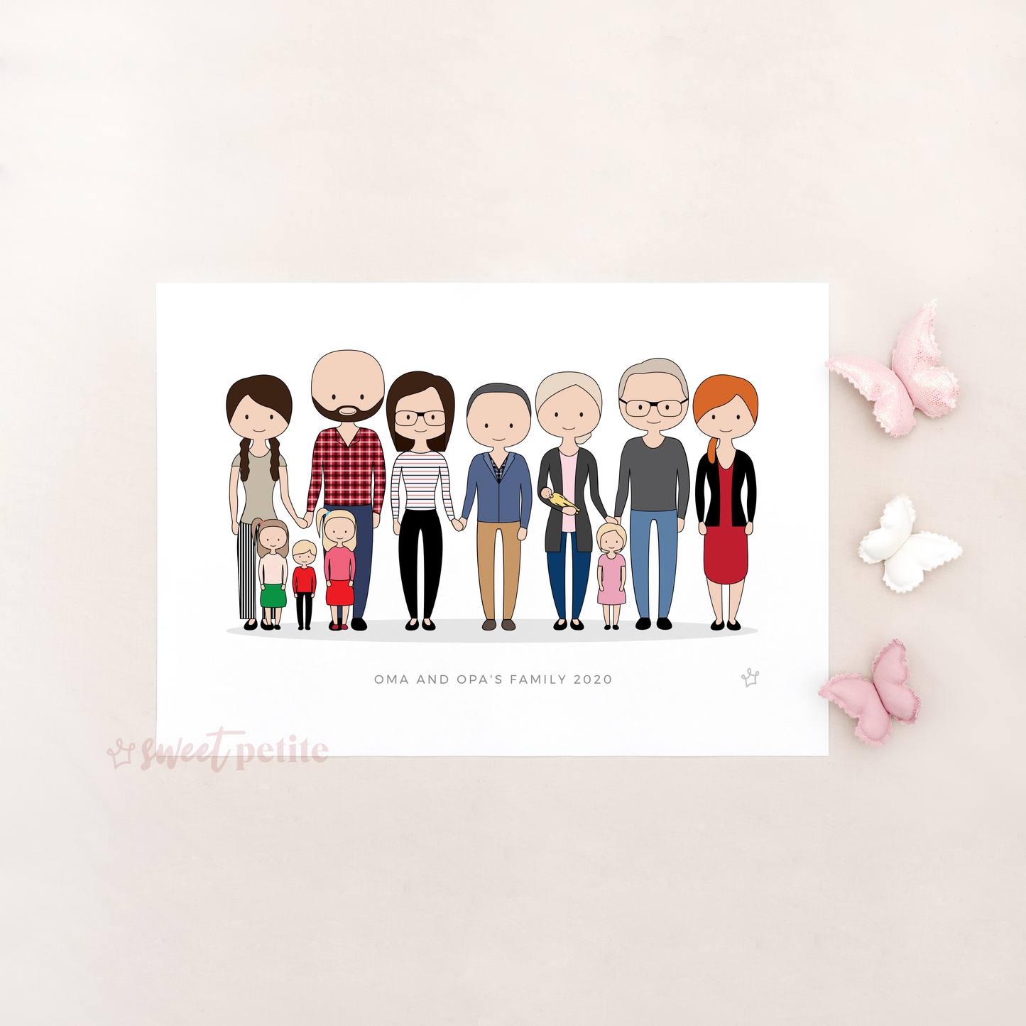 Sweet Petite | Bespoke Portrait Print | Personalised Family Art, Personalised Portrait, Personalised Print, Custom Family Artwork
