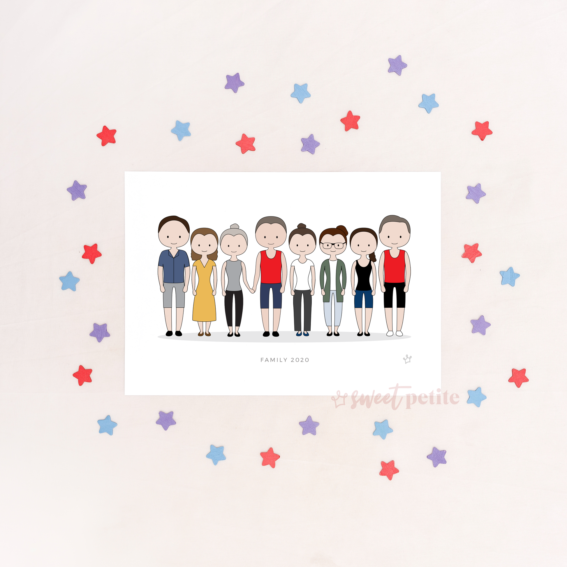 Sweet Petite | Bespoke Portrait Print | Personalised Family Art, Personalised Portrait, Personalised Print, Custom Family Artwork