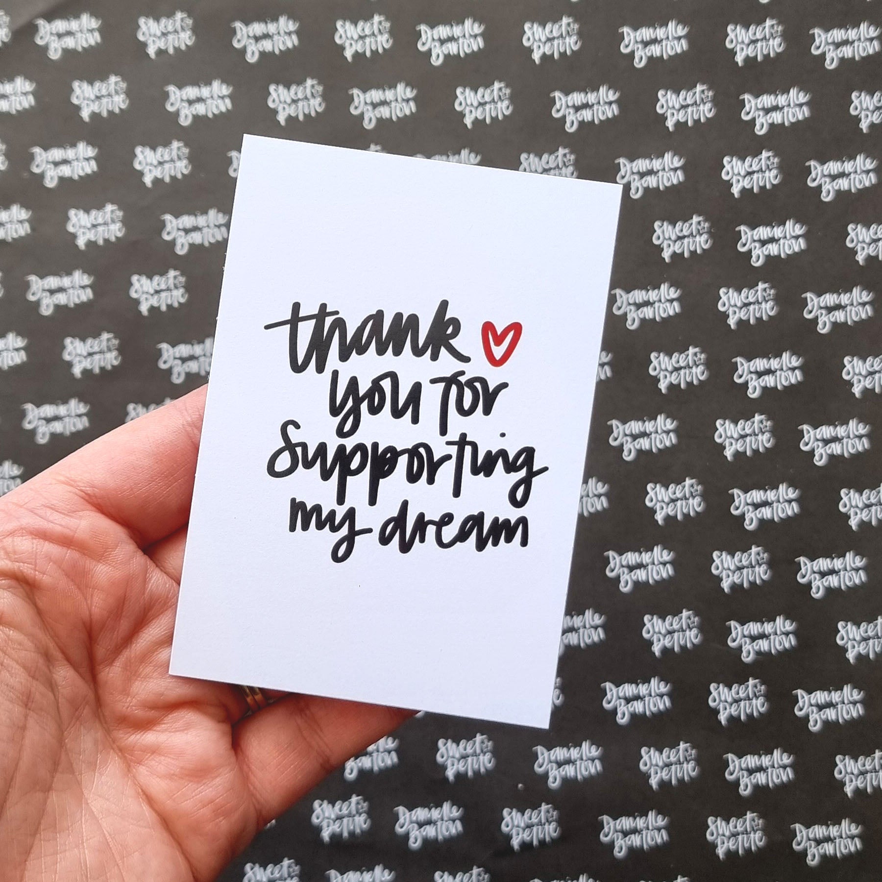 A7 Business Thank You Cards | Thank you for supporting my dream | by Sweet Petite