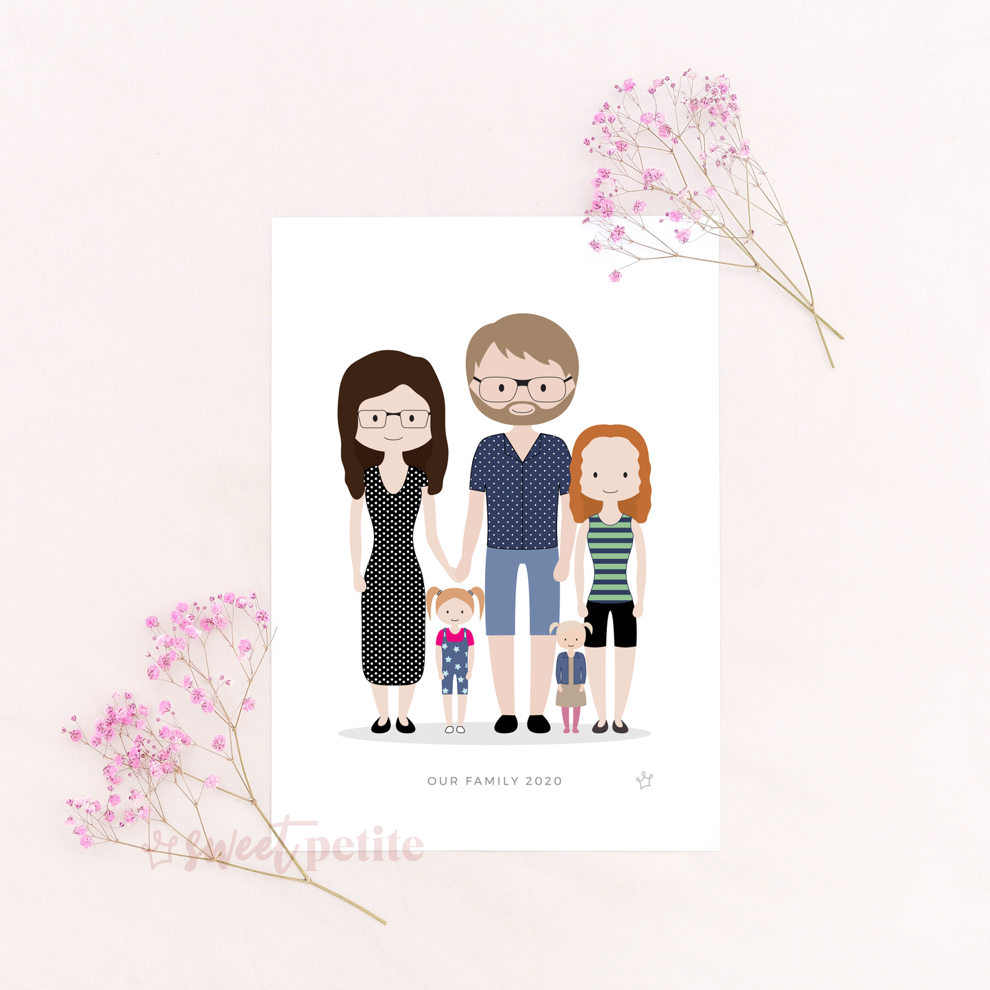 Sweet Petite | Bespoke Portrait Print | Personalised Family Art, Personalised Portrait, Personalised Print, Custom Family Artwork